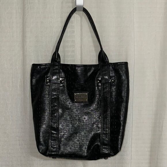 GUESS Black Leather G Logo Founder’s Tote - Picture 1 of 11
